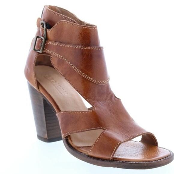 Bed Stu Ida Womens Brown Leather Hook and Loop Heeled Bootie Boots Size 6.5 Shoe - Picture 1 of 11